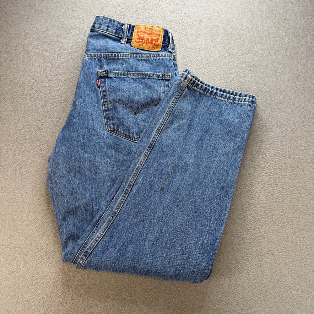 Levis 550 Relaxed Fit Jeans Mens 38x34 (FIT 36x33) Blue Denim Workwear Casual